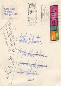 Portada:Carta dirigida a Arthur Rubinstein. Colorado, 14-08-1974