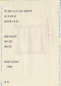 Portada:Telegrama dirigido a Arthur Rubinstein. Madrid (España), 28-01-1969