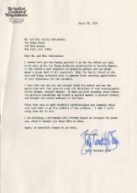Portada:Carta dirigida a Aniela y Arthur Rubinstein, 19-03-1976