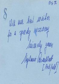 Portada:Carta dirigida a Arthur Rubinstein, 10-06-1972