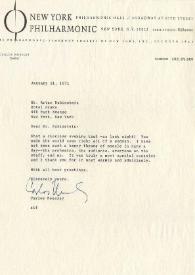 Portada:Carta dirigida a Arthur Rubinstein. Nueva York, 21-01-1971