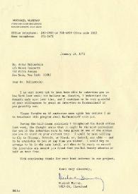 Portada:Carta dirigida a Arthur Rubinstein. Shaker Heights (Ohio), 13-01-1971