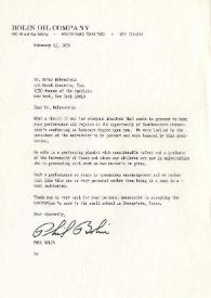 Portada:Carta dirigida a Arthur Rubinstein y Bolin Oil Company. Wichita Falls (, 25-02-1972