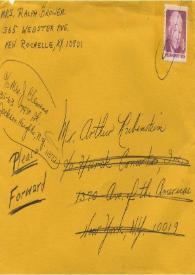 Portada:Tarjeta dirigida a Arthur Rubinstein. Nueva York, 10-08-1973