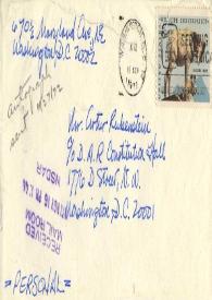 Portada:Carta dirigida a Arthur Rubinstein. Washington D.C., 15-11-1972