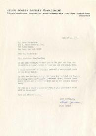 Portada:Carta dirigida a Arthur Rubinstein. Washington, 18-01-1971