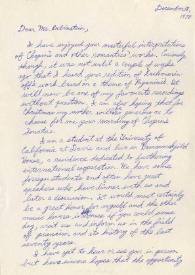 Portada:Carta dirigida a Arthur Rubinstein. California, 18-12-1970