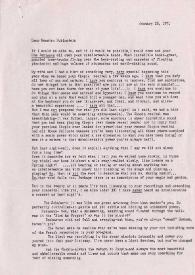 Portada:Carta dirigida a Arthur Rubinstein. Nueva York, 28-01-1971