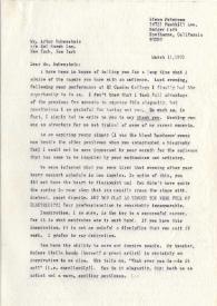 Portada:Carta dirigida a Arthur Rubinstein. Hawtherne (California), 11-03-1971