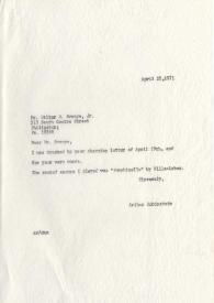 Portada:Carta dirigida a Walter M. Swoope. Nueva York, 22-04-1971