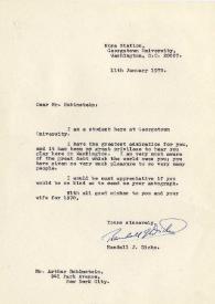 Portada:Carta dirigida a Arthur Rubinstein. Washington, 11-01-1970