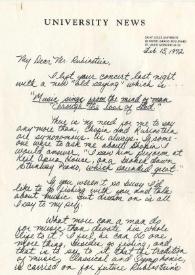 Portada:Carta dirigida a Arthur Rubinstein. San Louis (Missouri), 15-02-1972