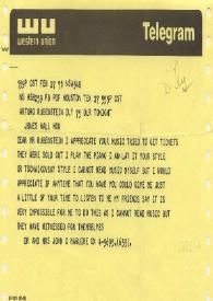 Portada:Carta dirigida a Arthur Rubinstein. Houston (Texas), 27-02-1971