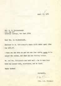 Portada:Carta dirigida a Marianne de Stuckenbergh. Nueva York, 10-04-1979