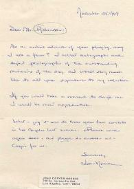 Portada:Carta dirigida a Arthur Rubinstein. Los Angeles (California), 25-11-1969