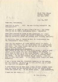 Portada:Carta dirigida a Aniela Rubinstein. Nueva York, 16-06-1967