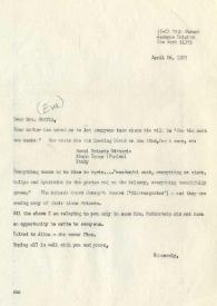 Portada:Carta dirigida a Eva Coffin. Nueva York, 26-04-1967