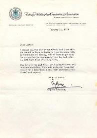 Portada:Carta dirigida a Arthur Rubinstein. Filadelfia (Pensilvania), 23-01-1974