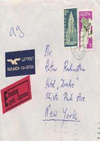 Portada:Tarjeta dirigida a Arthur Rubinstein, 26-01-1975