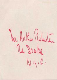 Portada:Carta dirigida a Arthur Rubinstein