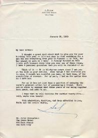 Portada:Carta dirigida a Arthur Rubinstein. Nueva York, 26-01-1969