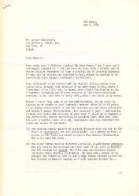 Portada:Carta dirigida a Arthur Rubinstein. São Paulo (Brasil), 09-05-1981