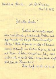 Portada:Carta dirigida a Arthur Rubinstein. Zurzeitluzern, 01-09-1972
