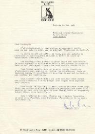 Portada:Carta dirigida a Arthur Rubinstein. Ginebra (Suiza), 01-06-1982