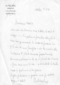 Portada:Carta dirigida a Arthur Rubinstein. Casale (Italia), 13-10-1981