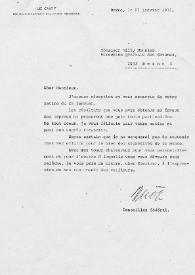 Portada:Carta dirigida a William Monnier (Director General de Aduanas). Berna (Suiza), 27-01-1972