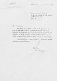 Portada:Carta dirigida a William Monnier (Director General de Aduanas). Berna (Suiza), 01-02-1972