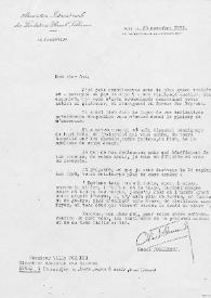 Portada:Carta dirigida a William Monnier (Director General de Aduanas). París (Francia), 23-11-1971