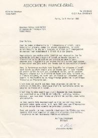 Portada:Carta dirigida a Arthur Rubinstein. París (Francia), 08-02-1982