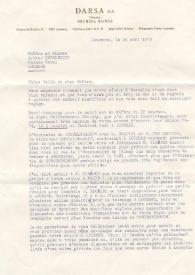 Portada:Carta dirigida a Aniela y Arthur Rubinstein. Lausanne (Suiza), 29-08-1972