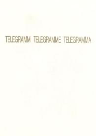 Portada:Telegrama dirigido a Arthur Rubinstein. Londres (Inglaterra), 28-01-1982