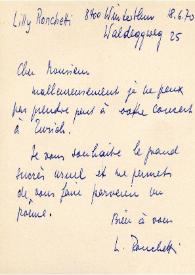 Portada:Carta dirigida a Arthur Rubinstein. Winterthur (Suiza), 18-06-1970
