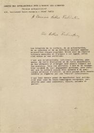 Carta dirigida a Arthur Rubinstein. París (Francia), 14-10-1977