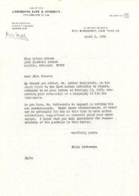 Portada:Carta dirigida a Aylesa Forsee. Nueva York, 01-04-1968