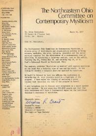 Portada:Carta dirigida a Arthur Rubinstein. Ohio, 30-03-1977