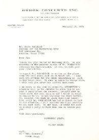 Portada:Carta dirigida a James Bernhard. Nueva York, 19-02-1976