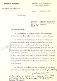 Portada:Carta dirigida al Ministro de Educación Nacional. Francia, 02-10-1952