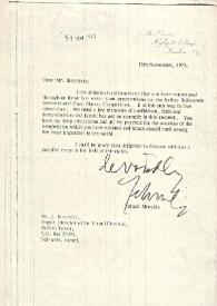 Portada:Carta dirigida a Jan Jacob Bistritzky. Londres (Inglaterra), 16-11-1973