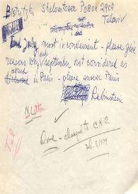 Portada:Carta dirigida a Jan Jacob Bistritzky, 09-02-1974