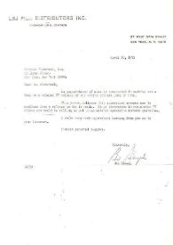 Portada:Carta dirigida a Abraham Bienstock. NUeva York, 28-04-1971