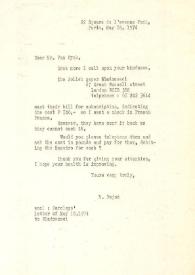 Portada:Carta dirigida a Wilfrid van Wyck. París (Francia), 18-05-1974