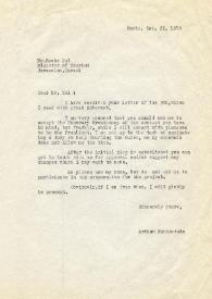Portada:Carta dirigida a Moshe Kol (Ministro de Turismo en Jerusalén). París (Francia), 21-12-1970