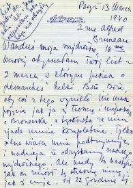 Portada:Carta dirigida a Wanda Labunski, 13-03-1940