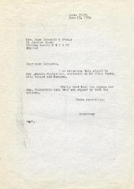 Portada:Carta dirigida a Hope Leresche. París (Francia), 13-06-1974