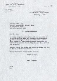 Portada:Carta dirigida a Adolfo F. Luca. Nueva York, 05-02-1969