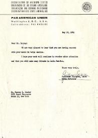 Portada:Carta dirigida a Murray L. Linday. Washington D. C., 19-05-1961